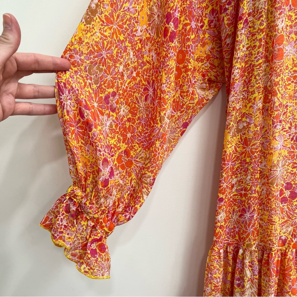 Free People Orange Floral Tiered Maxi Dress - Picture 4 of 12